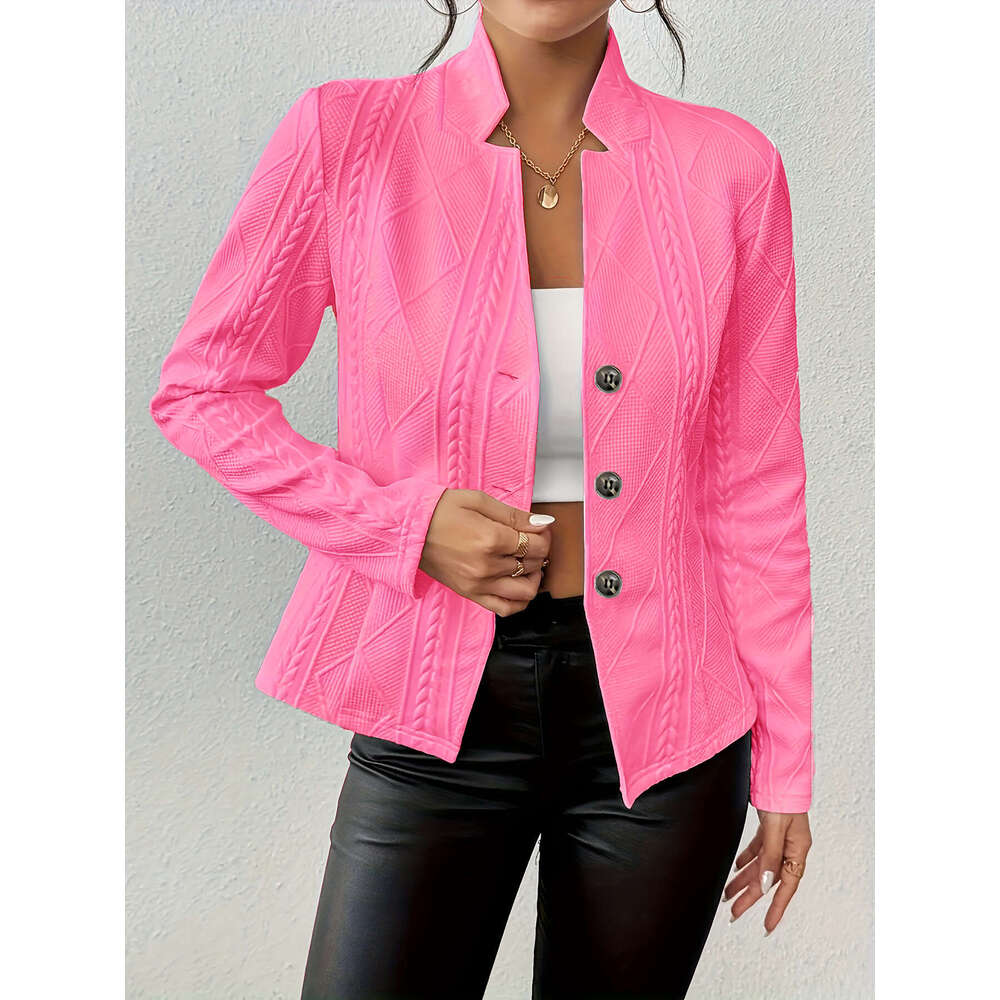 Independent Station Amazon 2024 European and American Foreign Trade Autumn Winter New Hot Sale Button Pattern Small Blazer Jacket