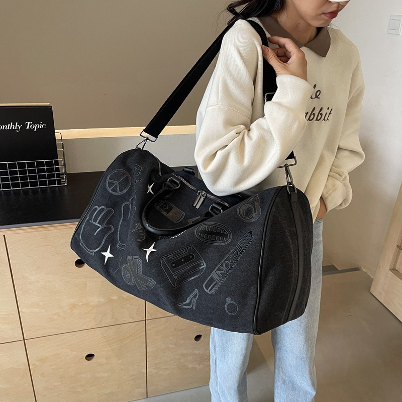 25S New Model Designer Large Capacity Short Distance Travel Bag New Trend Men S And Women S Sports Fiess Handbag Lightweight Graffiti Shoulder Crossbo