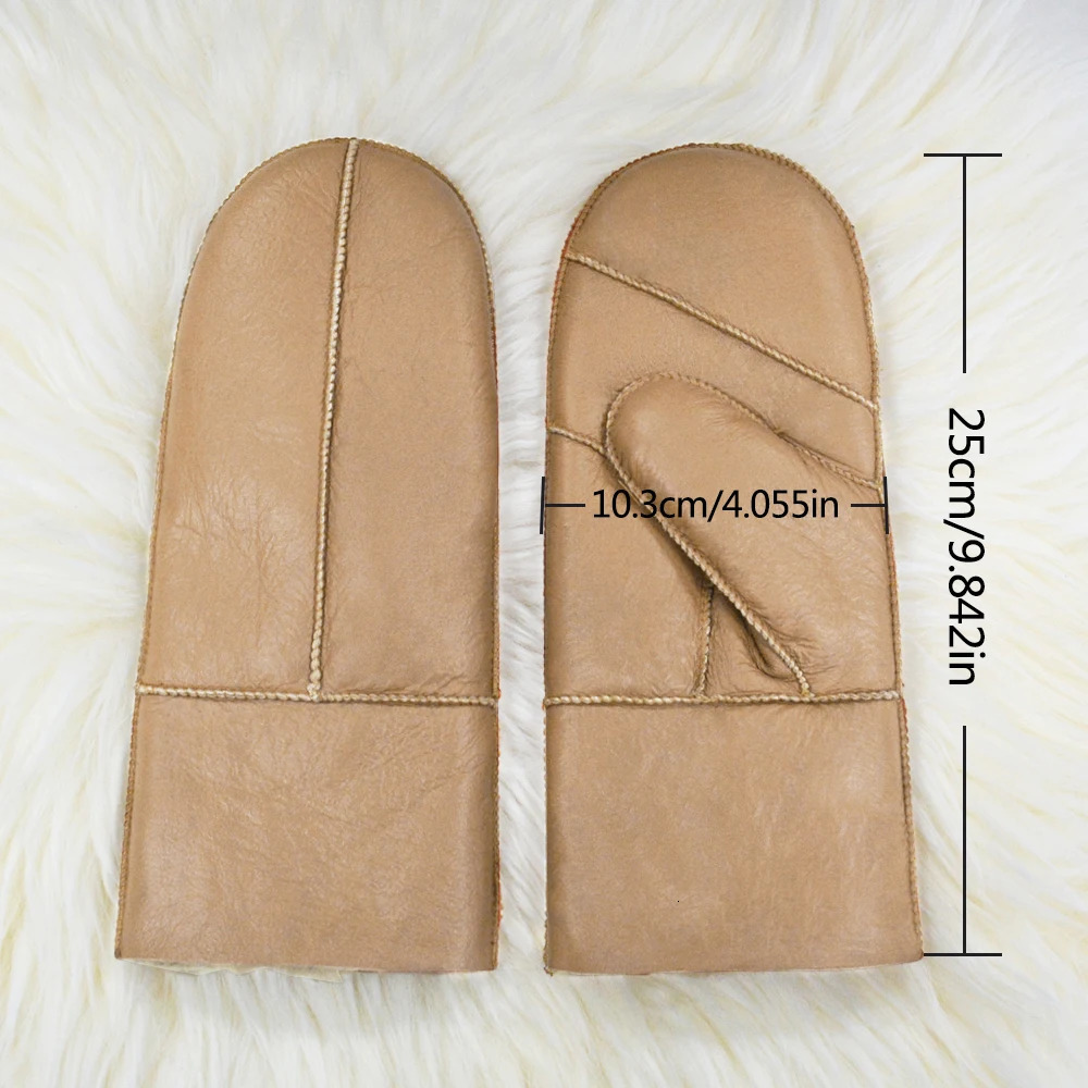Sheepskin Fur One Finger Mittens High Quality Womens Leather Wool Winter Warmth Thickening Outdoor Cold-Proof Wind-Proof Gloves 251106