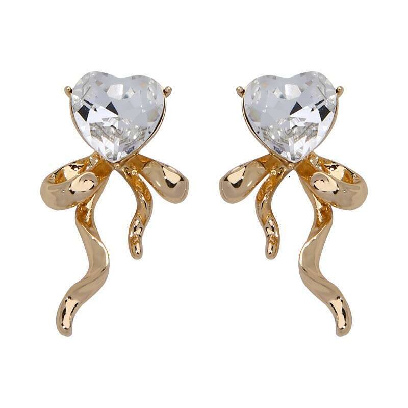 Autumn Winter Bowknot Heart Earrings for Women, Unique Design, Elegant 925 Silver Needle Studs, College Style, Exquisite Ear Jewelry