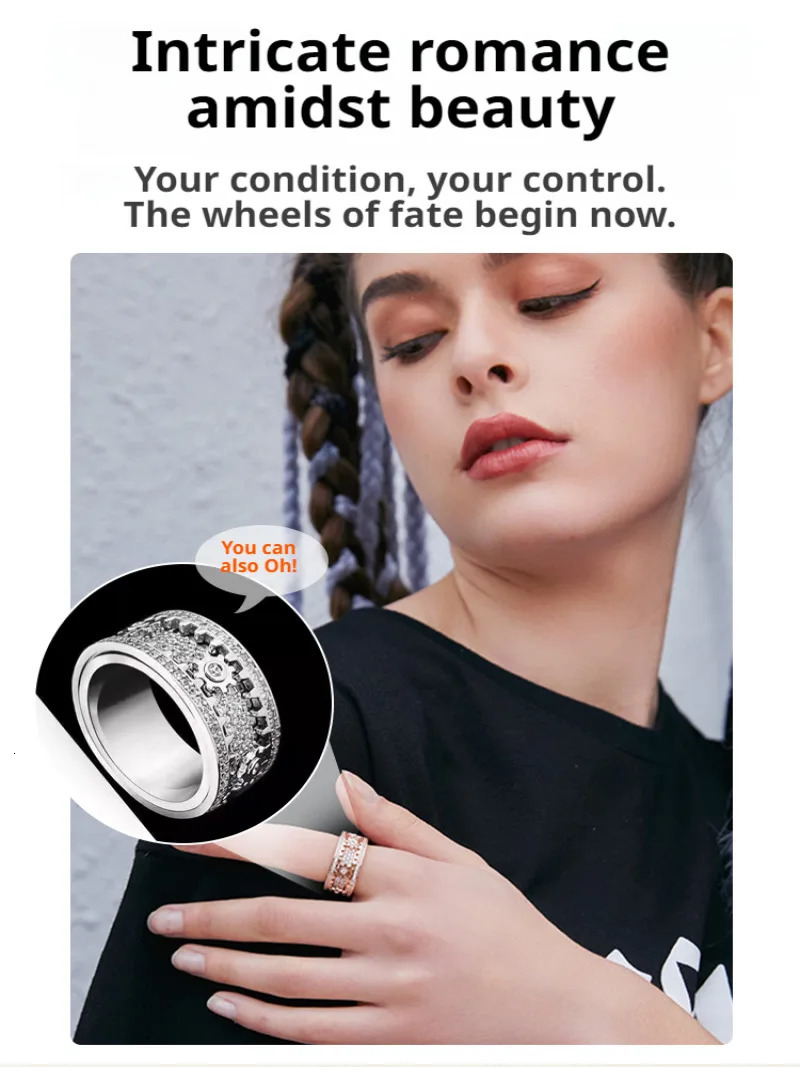 Mens and Womens Couple Star Wheel Ring Pair Ring Turnable Gear Rotating Rose Gold Style 251110