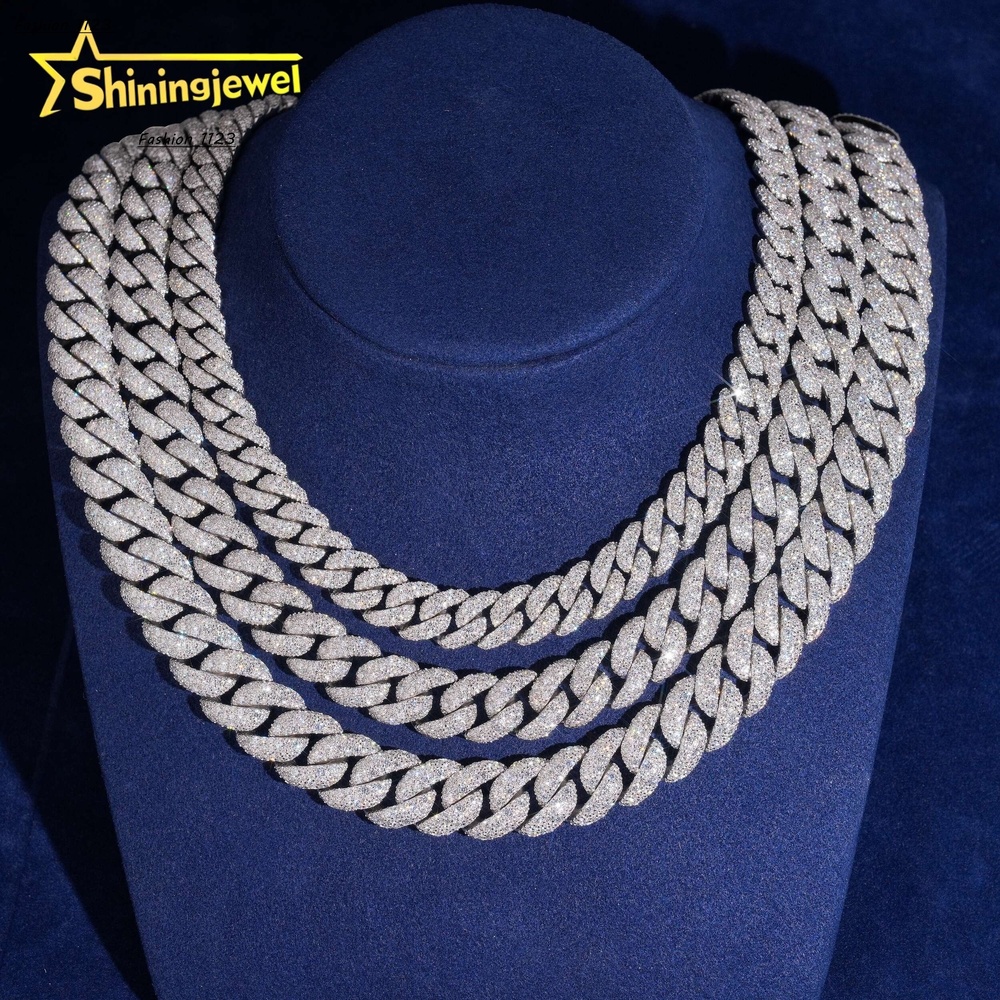 Hip Hop Style Pass Diamond Tester 925 Silver Mosaic Set 12mm 14mm 15mm Moissanite Cuban Link Chain