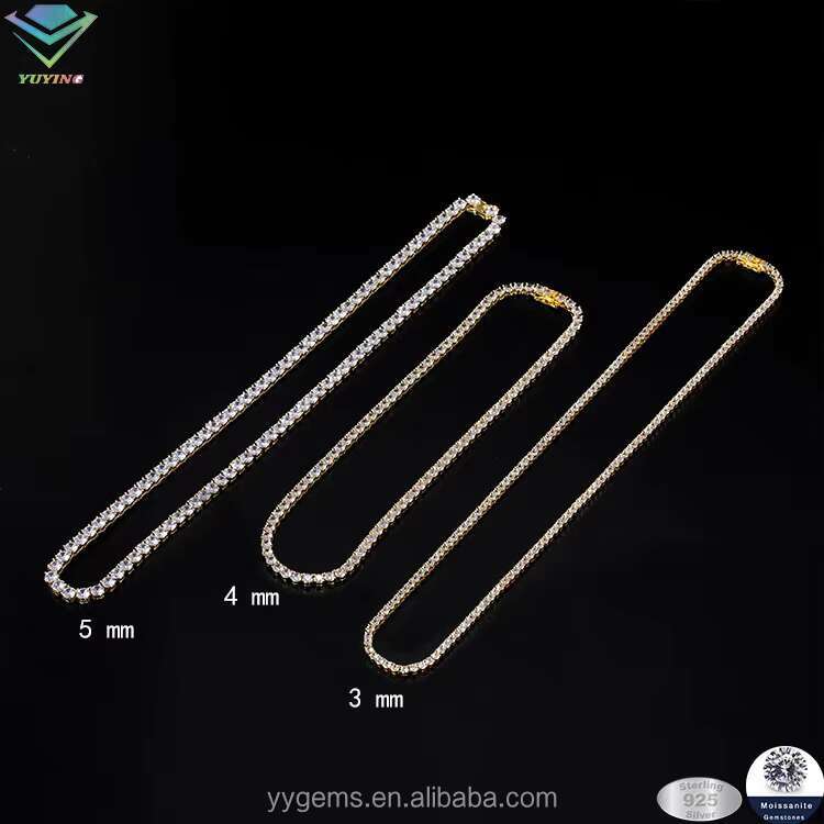 GRA Certificate 3mm 4mm Tennis Bracelet 925 Solid Silver Men Women Hip Hop Bracelet VVS Moissanite Tennis Bracelet in Stock