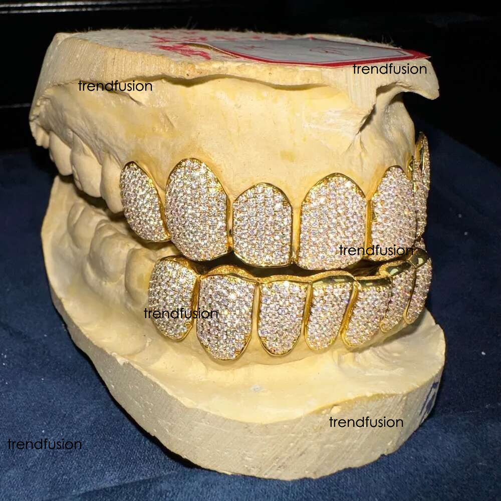 Custom Made Hip Hop Iced Out Sterg sier Jewelry Deep Cut VVS Moissanite Dias Teeth Mouth Grillz
