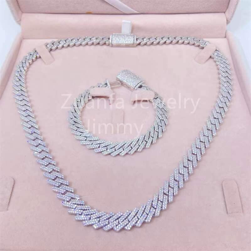 Solid back 10mm width fashion jewelry S passes the tester without flaws Moissanite men's necklace