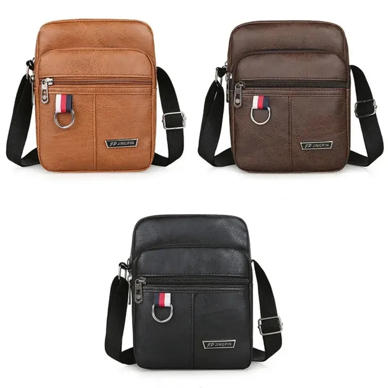 Mens High Quality PU Leather Shoulder Bag Large Capacity Chest Fashion Casual Solid Color Crossbody 251110