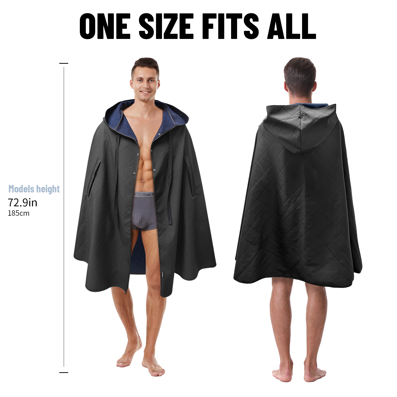 Mutao High Quality Waterproof & Warm Hooded Cloak Cape, Warm Hoodie Warm Changing Cover, Outdoor Hooded Cape for Camping, Hiking, Horsemanship