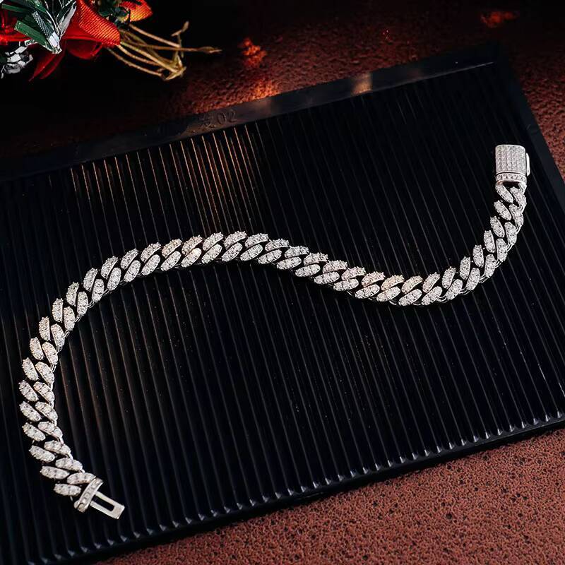 Miami Cuban Link 7-9 Inches Moissanite Diamond Chains Cuban Link Bracelet 925 Moissanite Chain Iced Out Jewelry Bracelet Men