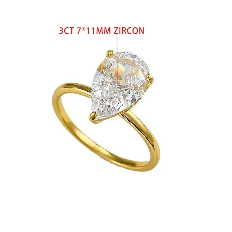 TFGLBU D VVS1 Pear Ring for Women Certified Lab Diamond Solid S925 Silver Plated 18k Dainty Wedding Ring Jewelry 251103