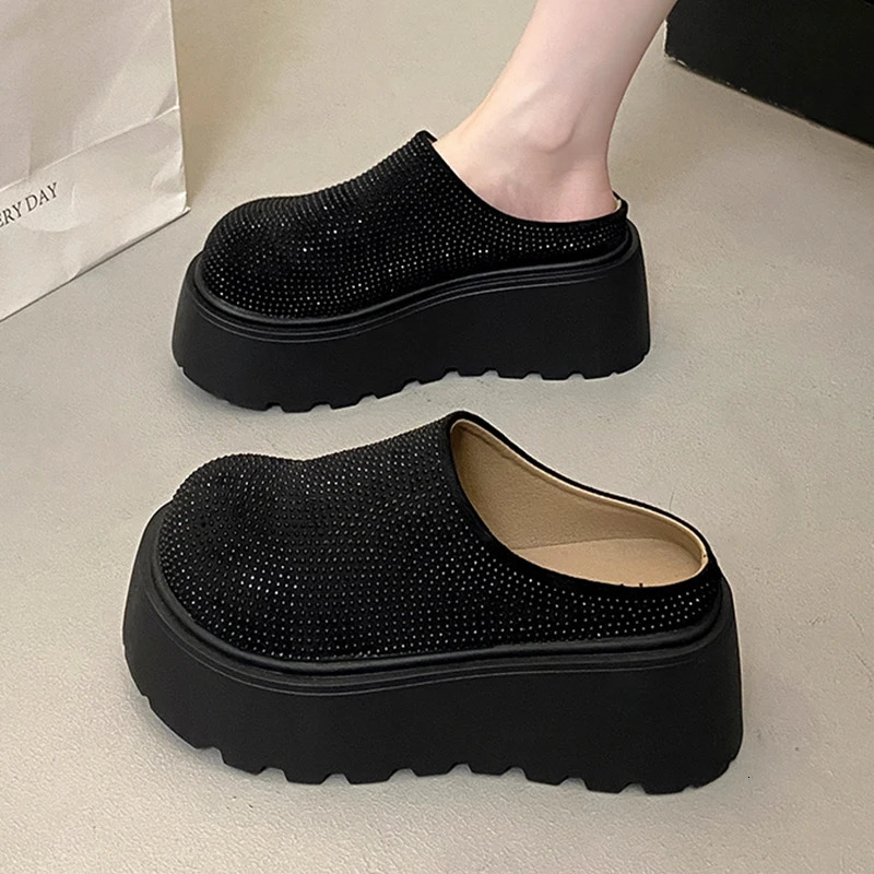 Flats Platform Women Mules Shoes Crystal Slippers Summer Fashion Woman Sandals Running Flip Flops Slingback Casual Shoes 251107