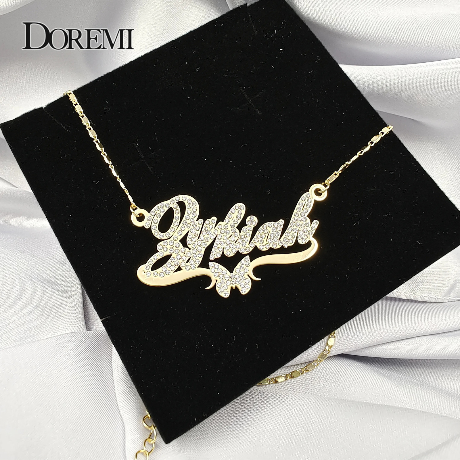 DOREMI Butterfly Pendant Letters Necklace for Women Stainlesss Custom Chain Jewelry Children Personalized 250409