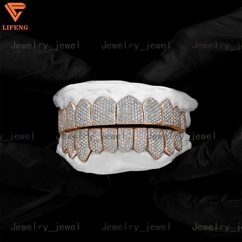 Custom 925 Sterling Sliver VVS Moissanite Grillz Iced Out Womens and Men Hip Hop Jewelry Grillz Teeth Diamond Moissanite Grillz