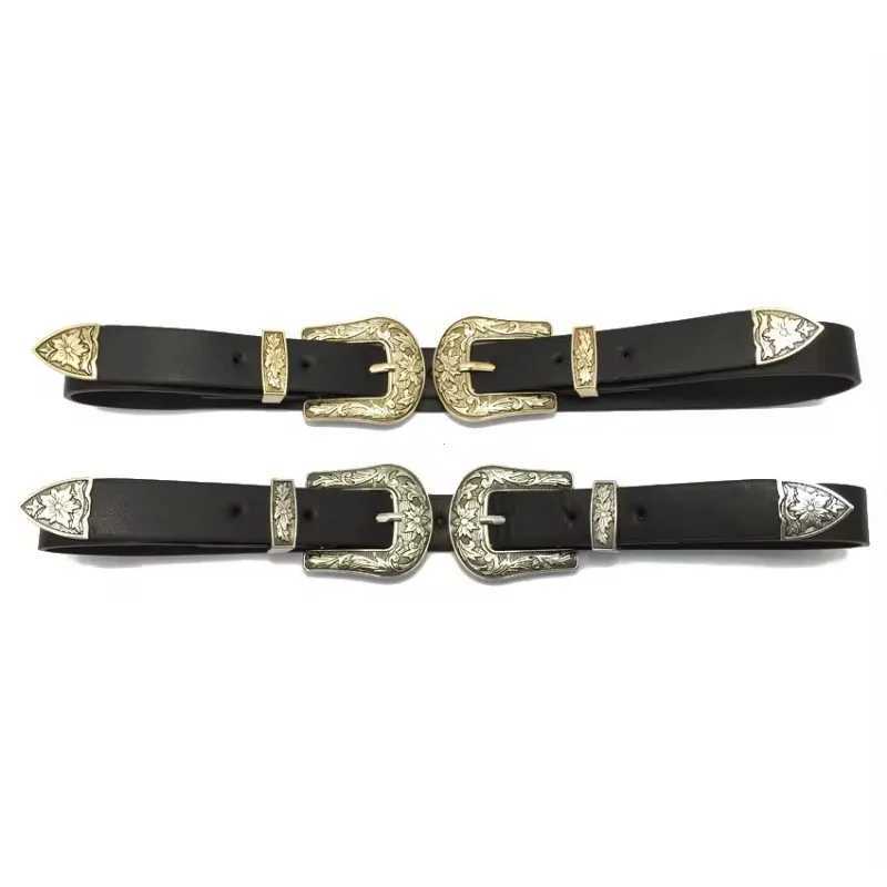 Fashion Retro Belt Carved Design Luxury Brands Metal Leather Belts for Wen Double Buckle Waist Baistband Fem X250410
