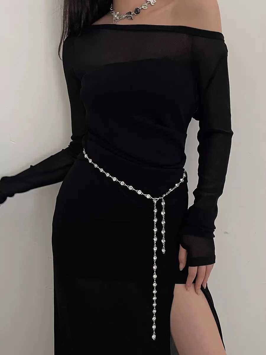 Small perfume style metal waist chain accessories dress senior Korean version net red belt thin belt X250410