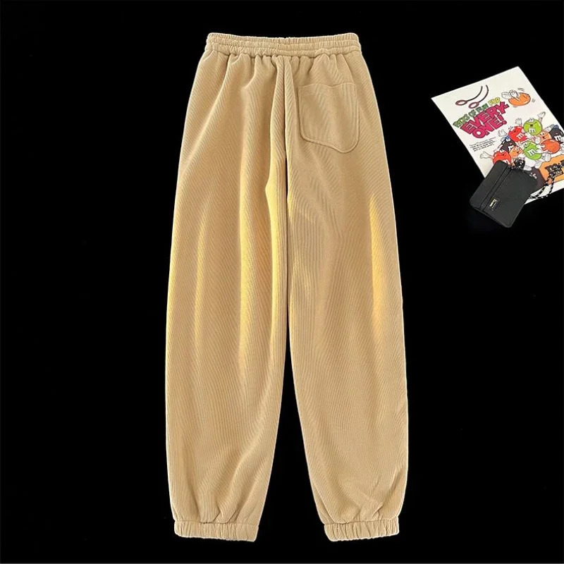 Men Winter Corduroy Plush Extra Thick Pants Lambswool Warm Loose Comfortable Rib Leg Pants Lined Fleece Sports Joggers Trousers 251106