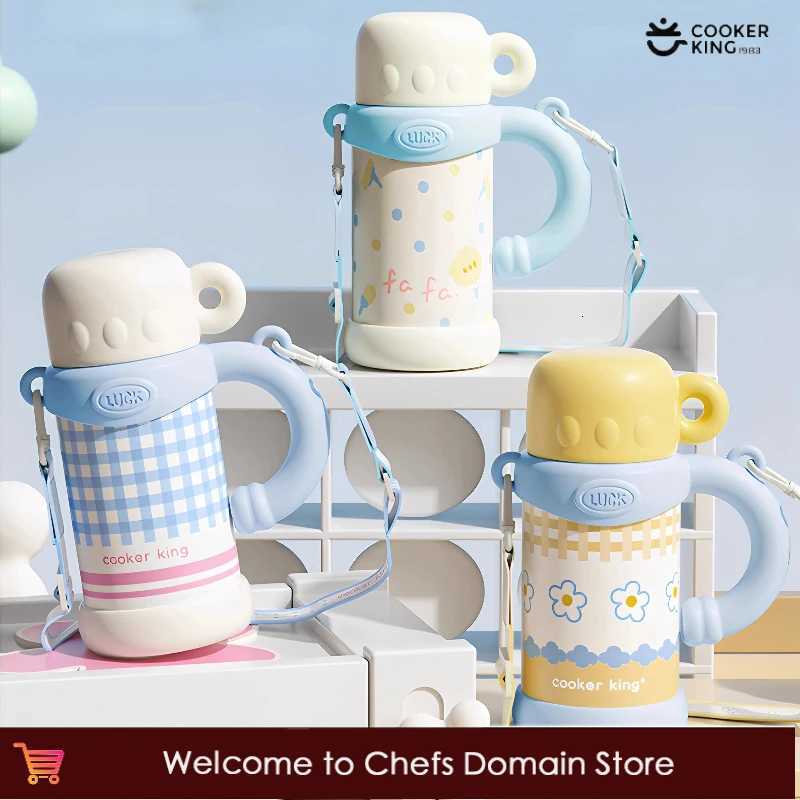 Fashionable cup Fashionable cup in Stock Thermos g 316 Stainless Steel Children Straw Cup with Handle He Coffee Cup Outdoor Travel Water Bottle Y25111