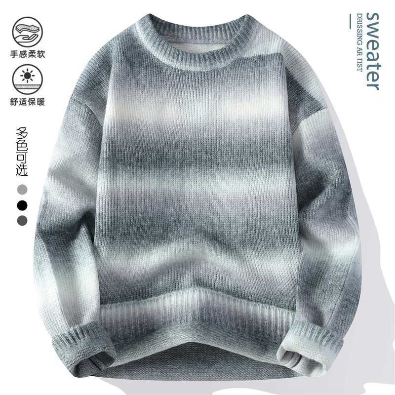 New Gradient Knitted Sweater Winter High Quality Mens Harajuku Style Christmas Sweater 2025 Thick Warm Mens Hoodies R251110