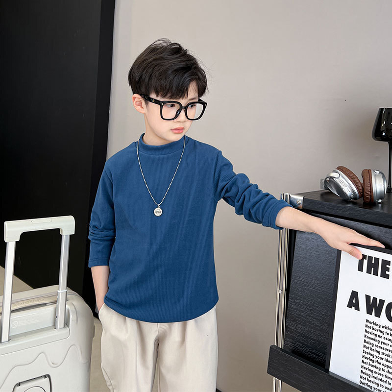 Ddmyshoesvip Children S Cashmere Thermal Underwear Boys Base Shirt Spring And Girls Autumn Clothes Single Piece Top Big Children S Half High Collar Wi