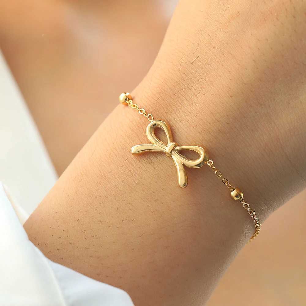 DOTIFI Stainless Steel Bow Pendant Bracelet Women Do Not Lose Color Niche Design Simple Fashion Light Luxury Jewelry AccessoriesT251110