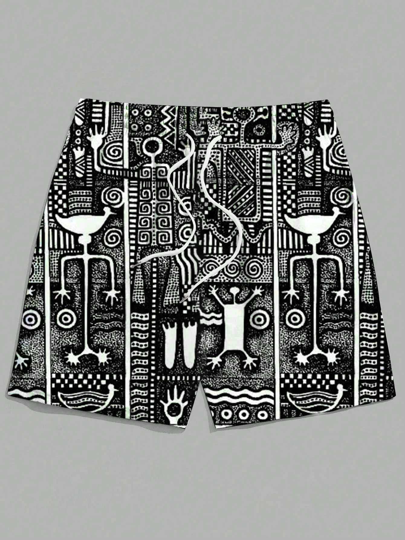 Mens summer shorts casual sports shorts 3D ethnic pattern retro printing Harajuku street hip-hop shorts Hawaiian shorts X250410