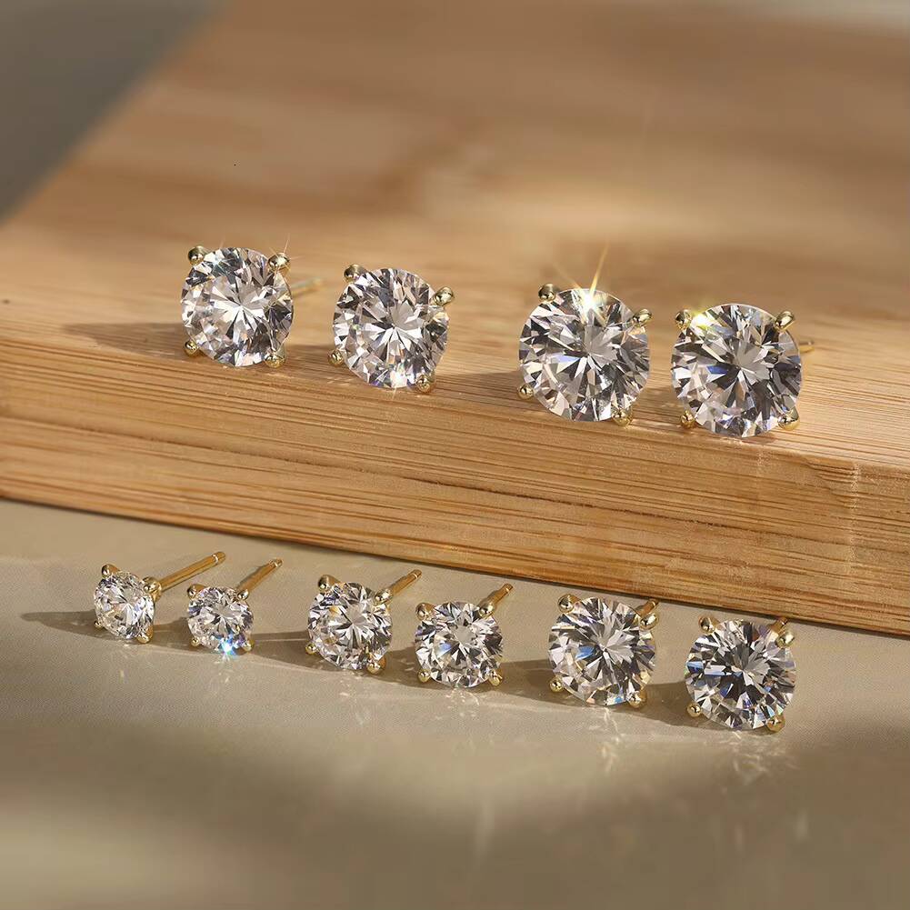 RINNTIN SMO4 Moissanite Wedding Set 925 Silver 4 Prong Setting Round Shape D Color VVS Moissanite Ring Necklace Jewelry Sets