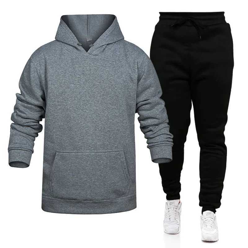 men Sportswear pure color sport Suit man/woman HoodiesPants fitness Clothing Spring Autumn 2 pieces Sets casual Male Tracksuits W251110