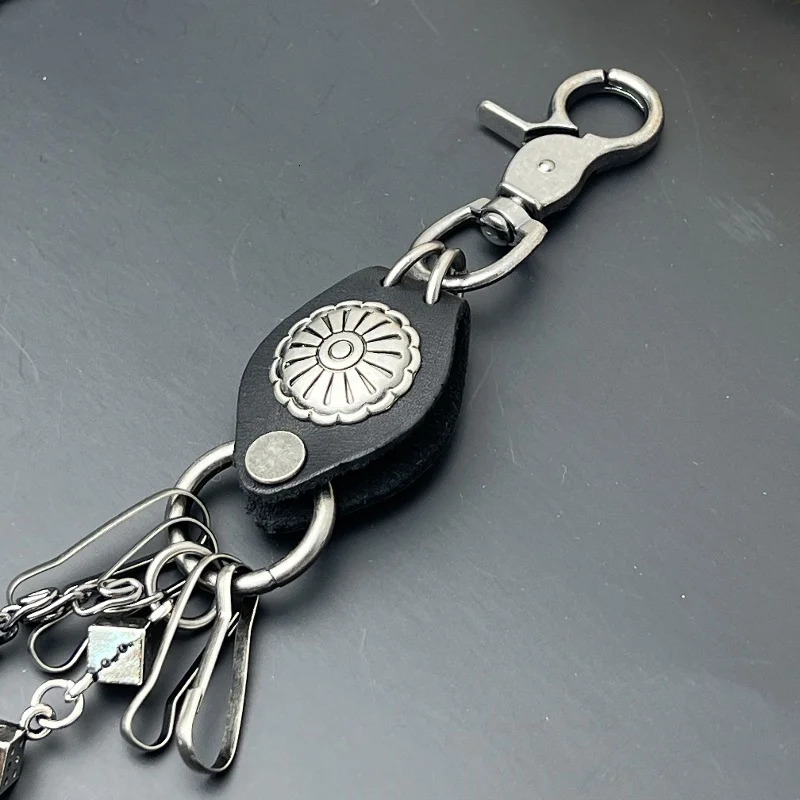 Mens motorcycle keychain Jean Biker wallet belt skull charm leather Gothic rock pants Trouser waist key mens 250410