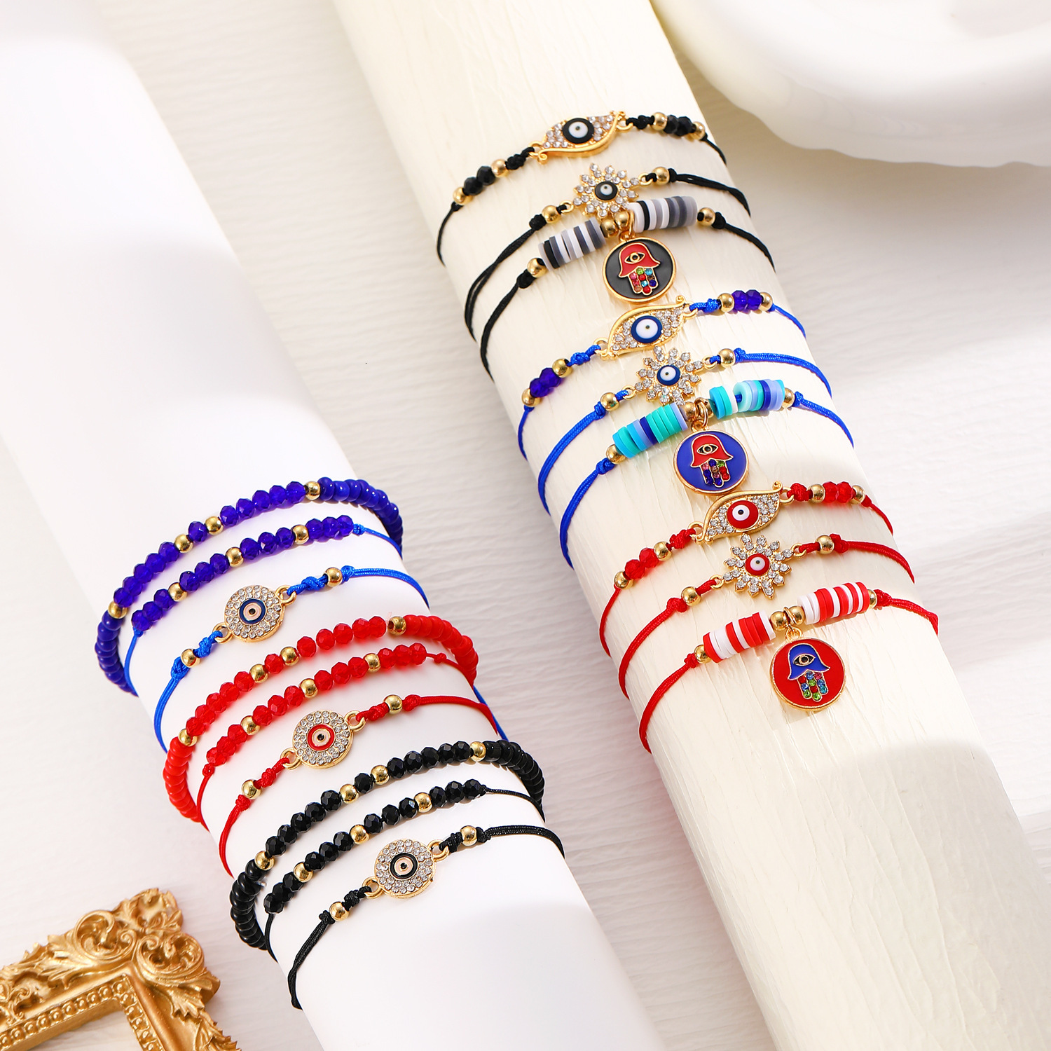 Devil's Eye Bracelet Set Fatima Blue Eyes Multi-layer Women's Beaded Stacking Bracelets