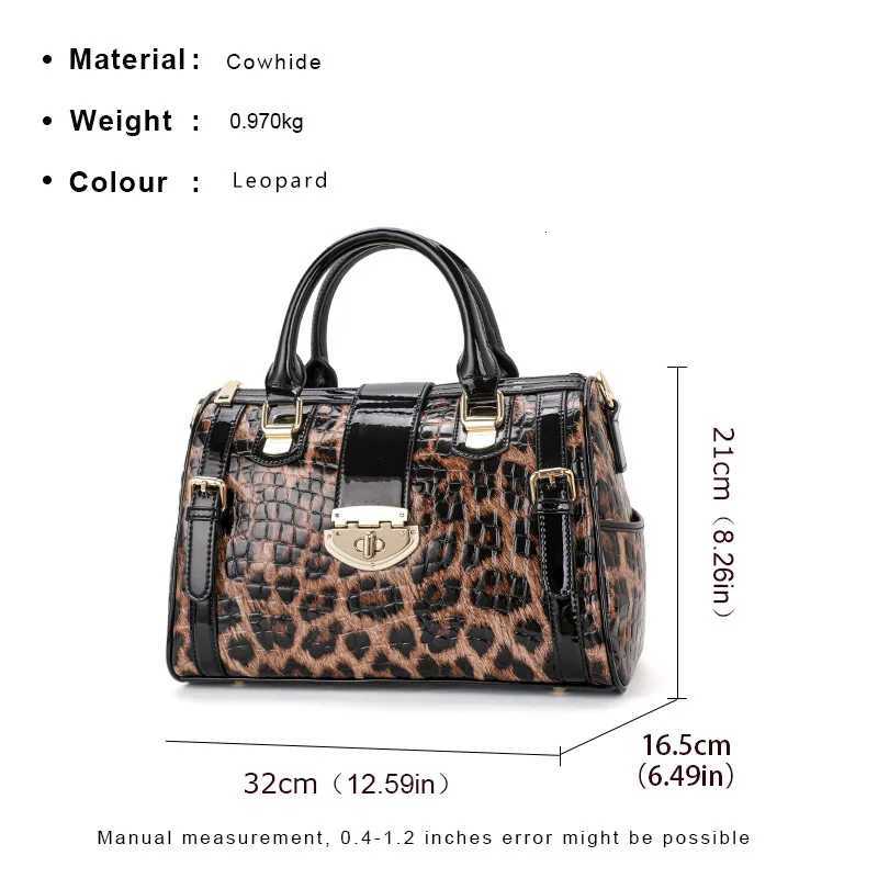 Leopard Handbag Leather Womens Bag Large Capacity Boston Bag Fashion Versatile Cowhide One Shoulder Crossbody Bag K251110
