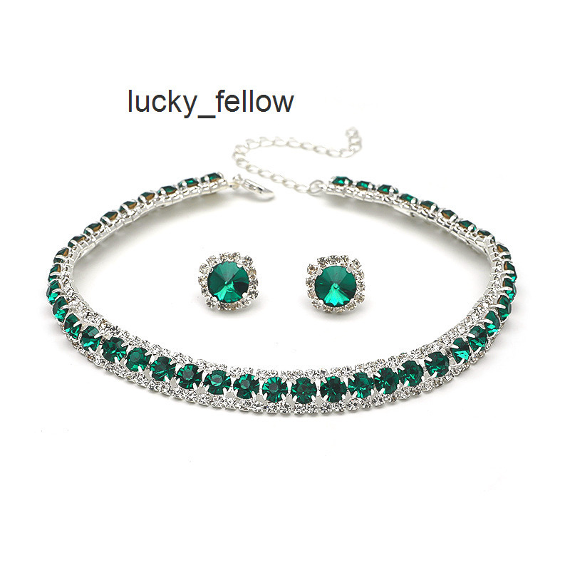Colorful Moissanite Jewelry Necklace Sterling Silver 925 Earrings Anniversary Wedding Jewelry Sets