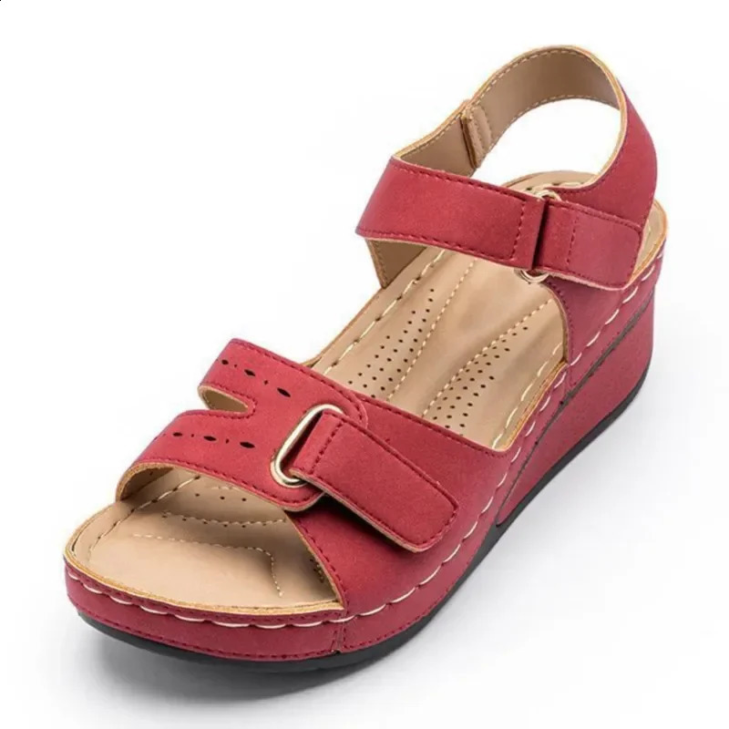Open Toe Fashion Womens Sandals Summer Soft Sexy Womens Sandals Wedge Buckle Womens Orthopedic Sandal Footwear Female 250402