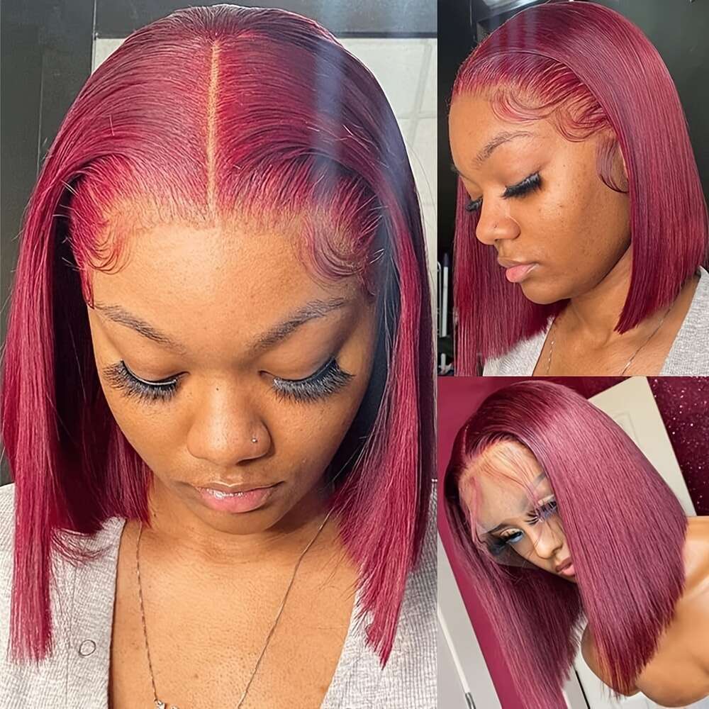 Chic Short Straight Bob With HD Transparent Lace Front - 13X4 Human Hair, Side Parted 200% Density Natural Look For Women, All Ethnicities, Hair Wig