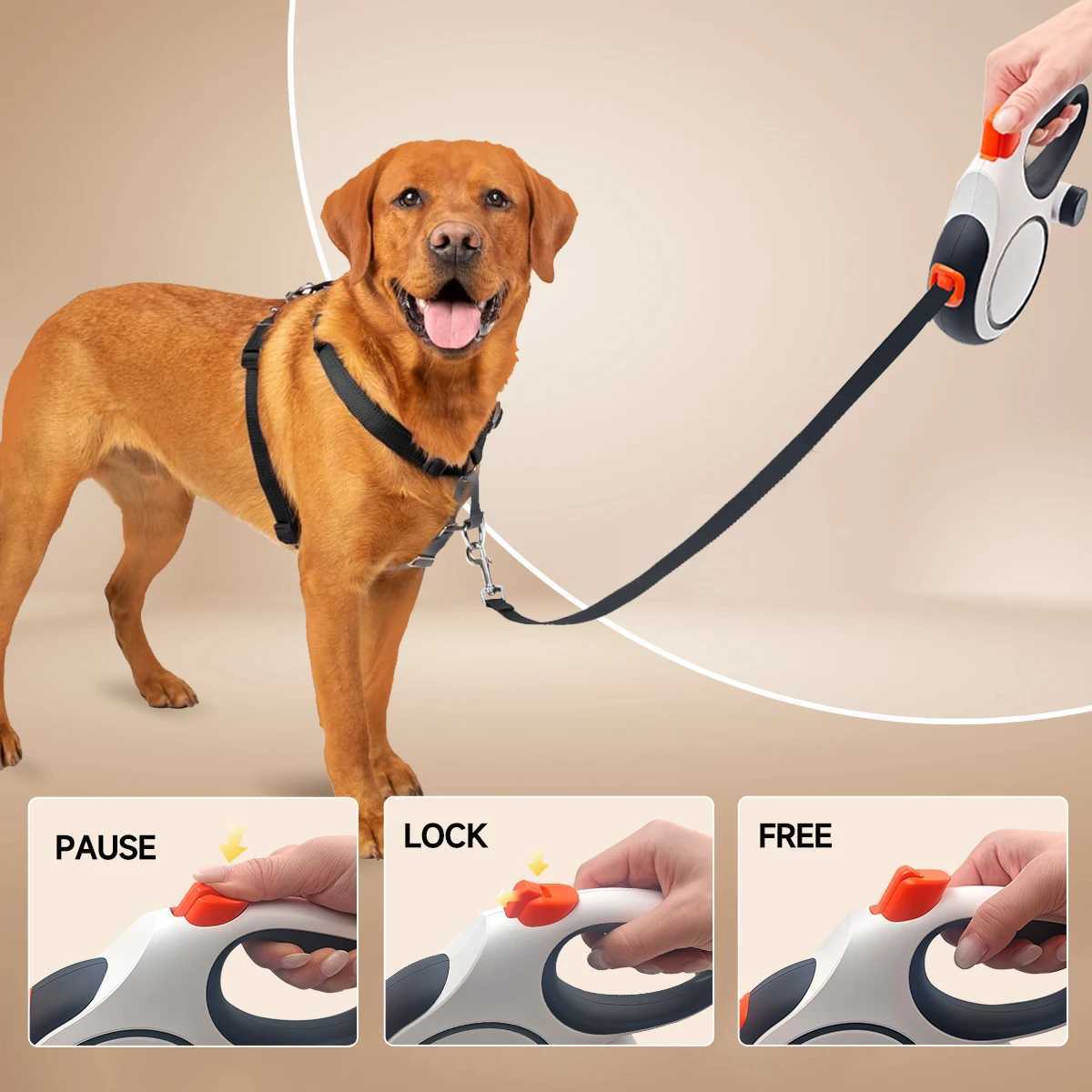 26-foot retractable dog leash with a portable garbage bag holder attached pet dog walking leash J251110