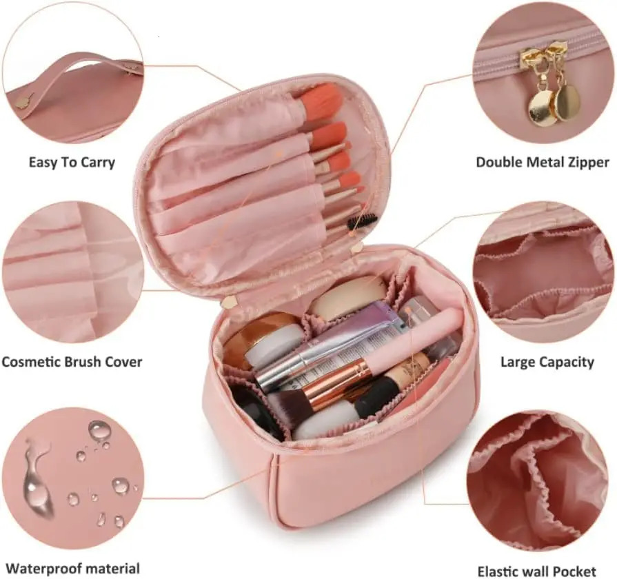 Large Capacity Cosmetic Travel Bag Womens Makeup Travel Bag Portable Leather Cosmetics Bag Makeup Storage Bags with Handle 251110