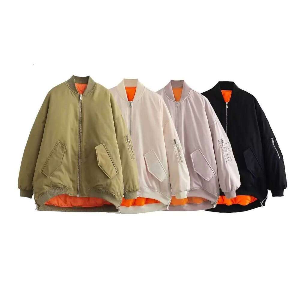 Loose Fit Fashionable Cotton Jacket Women's Windproof Winter Outerwear Thickened Long Sleeve Flight Style Slimming Coat