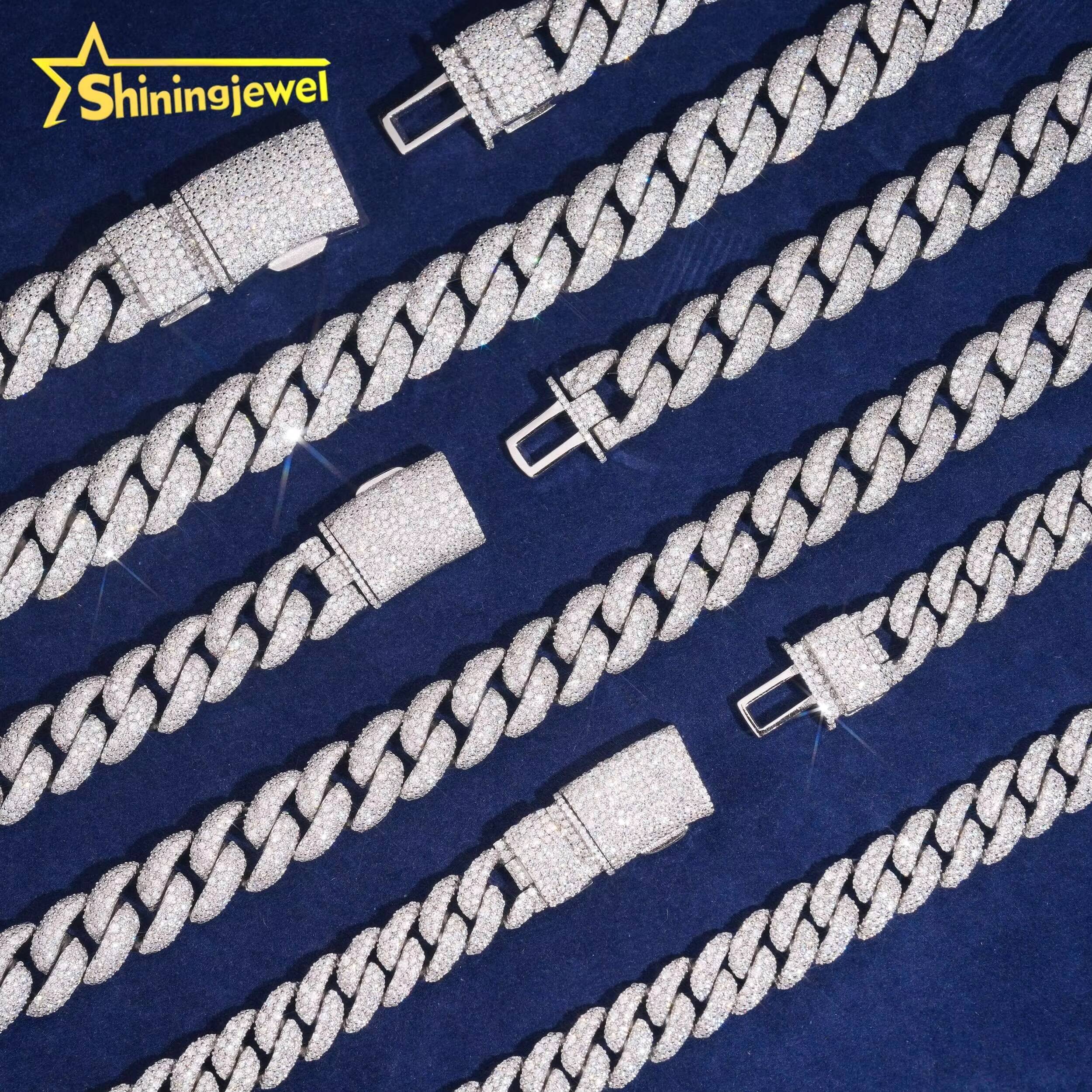 Hip Hop Style Pass Diamond Tester 925 Silver Mosaic Set 12mm 14mm 15mm Moissanite Cuban Link Chain