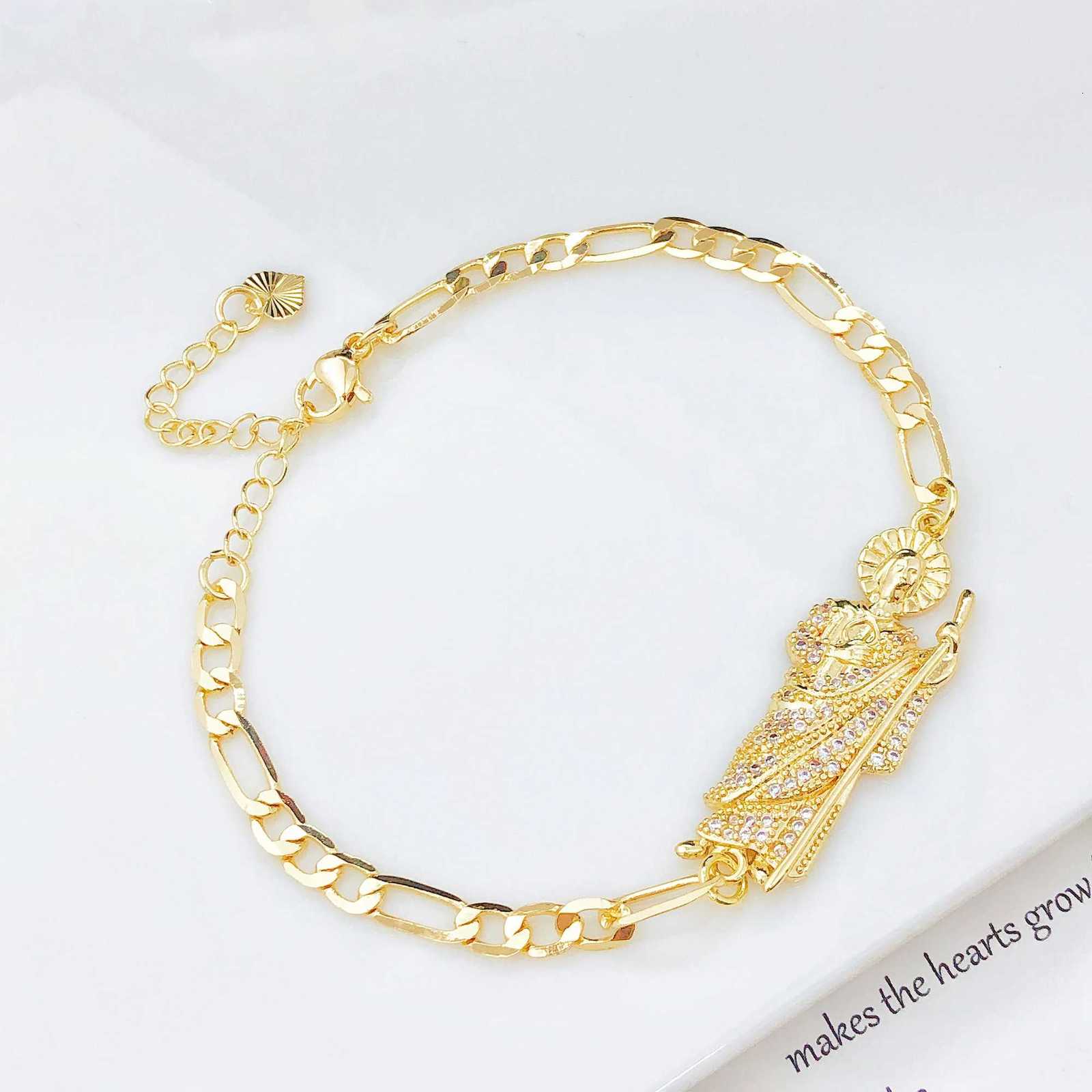 Simple Stylish St Jude Gold Plated Womens Thin Bracelet Religious Jewelry for Daily WearT251110