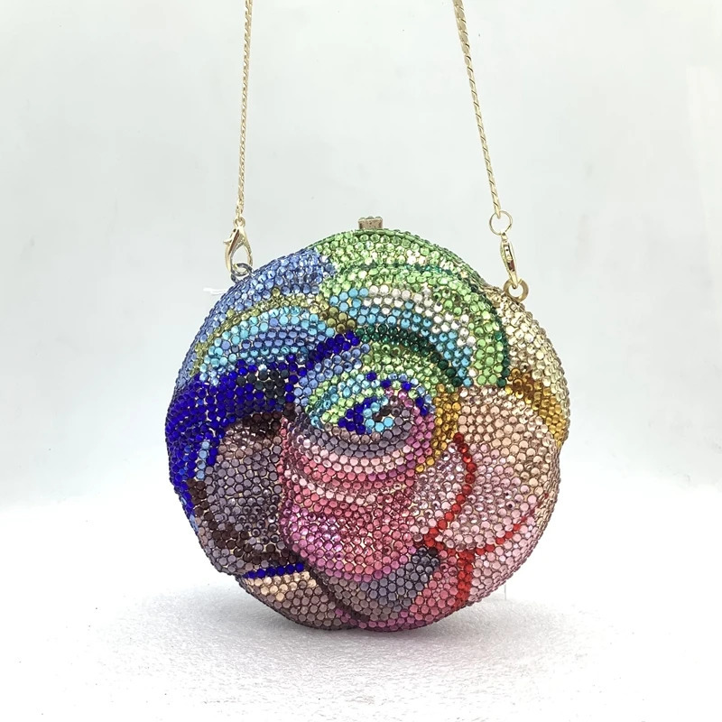 XIYUAN Lady Flower Diamonds Evening Clutch Purse Party Gems Handbag Wedding Rhinestones Handbags Minaudiere Bridal Floral Purses 250407
