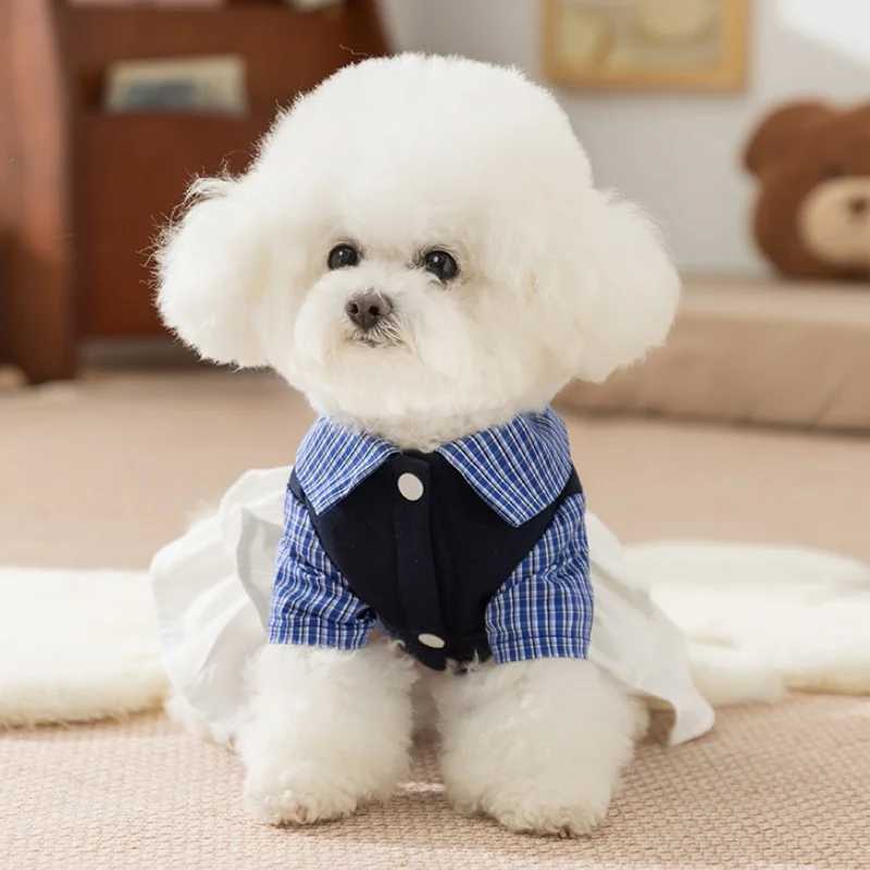 Luxury Plaid Dog Dress College Style Dog Clothes Autumn Warm Puppy Shirt Skirt Cute Bow Cat Princess Dress Chihuahua Pet Apparel J251110