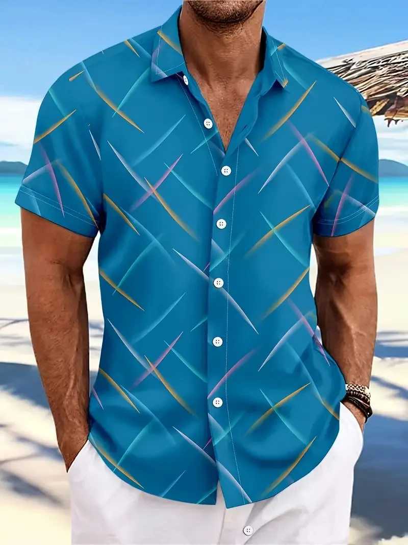 New mens summer Hawaiian shirt outdoor mens clothing soft and comfortable short sleeved shirt plus size S-3XL X250410