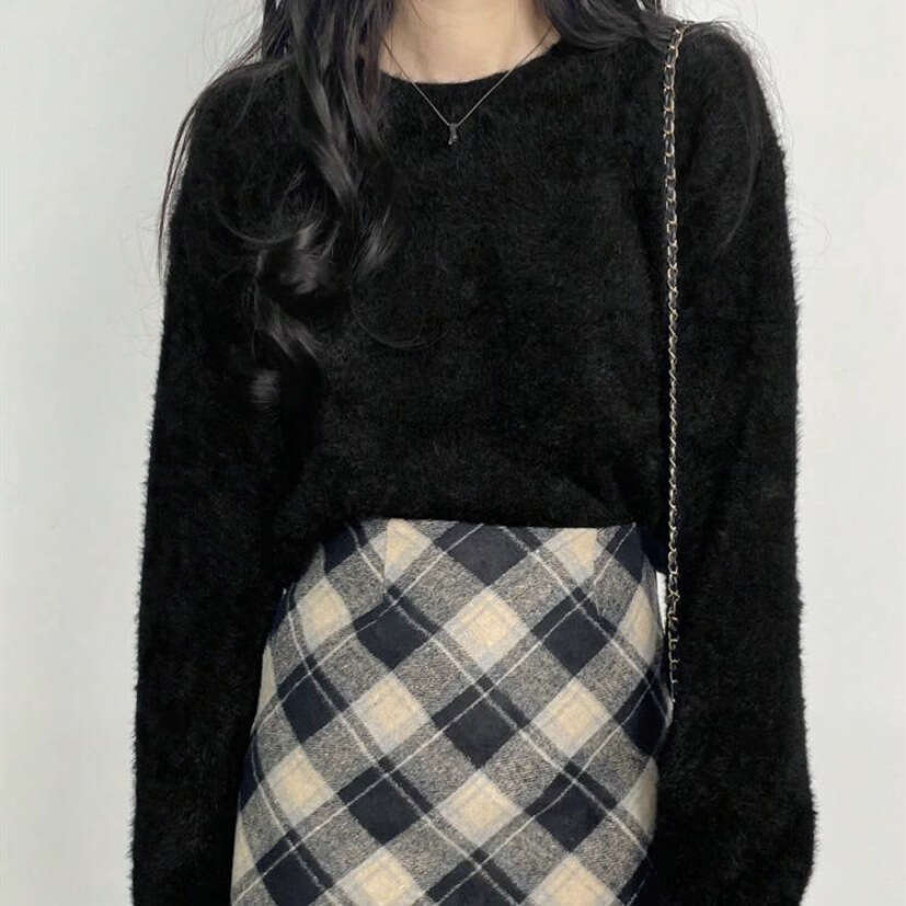 European and American Cross-Border Imitation Mink Fur Sweater for Women 2024 New Autumn Winter Round Neck Pullover Lazy Style Long Sleeve Knitted Top