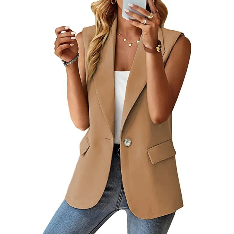 2024 SpringSummer Polo Collar Vest for Womens Commuting Sleeveless Cardigan Top 250407