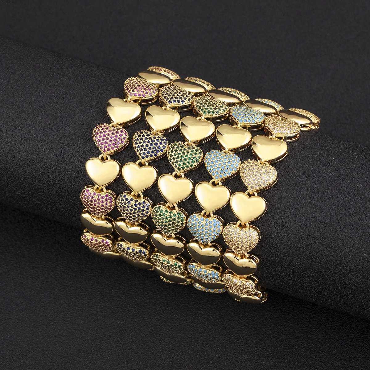 Nidin New Fashion Love Heart Shape Cubic Zirconia Charm Bracelets For Women Female Birthday Party Fine Jewelry Gift WholesaleT251110