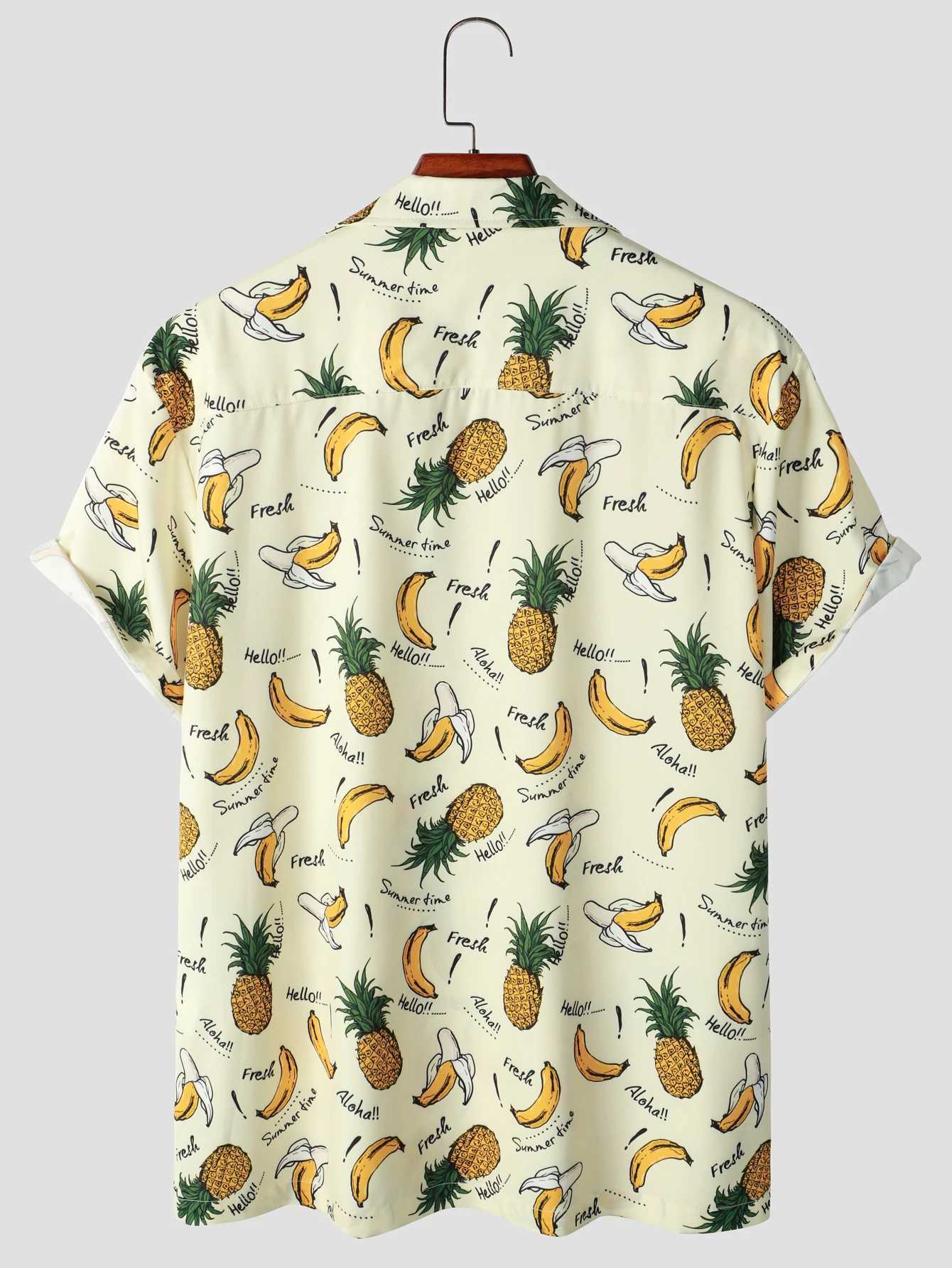 2024 Summer Mens Hawaiian Shirt Hip Hop Printed Fashion Street Short Sleeve Plus Camp Collar Mens Beach Flower Shirt X250410