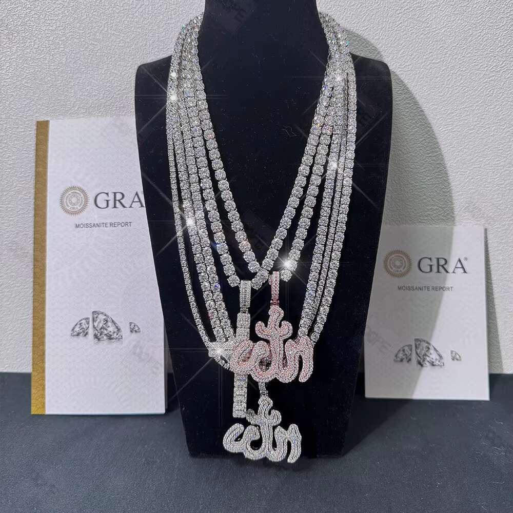 In Stock 3mm/4mm/5mm Tennis Chain High Quality 925 Sterling Silver Hiphop Iced Out Moissanite Tennis Chain