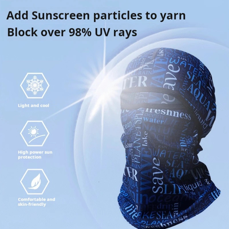 Summer Cool Balaclava Ice Silk Bicycle Full Face Hat Sunscreen and UV Protection Sports Face Cover Headwear Motorcycle Mens Hat 250408