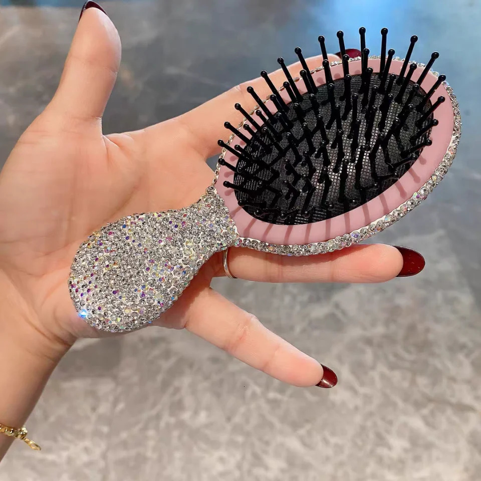 High appearance level air cushion comb artificial diamond set home portable mini hair compact smooth hair comb 251107