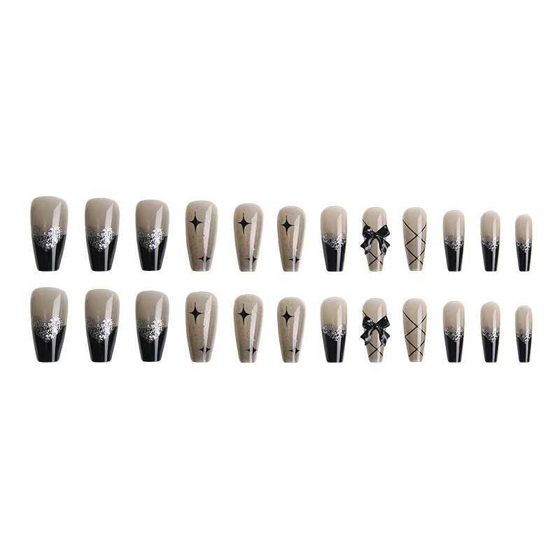 24 pieces/box Hot Girl Wear Wholesale Bow Hot Girl Nail Art Fake Nail W250410