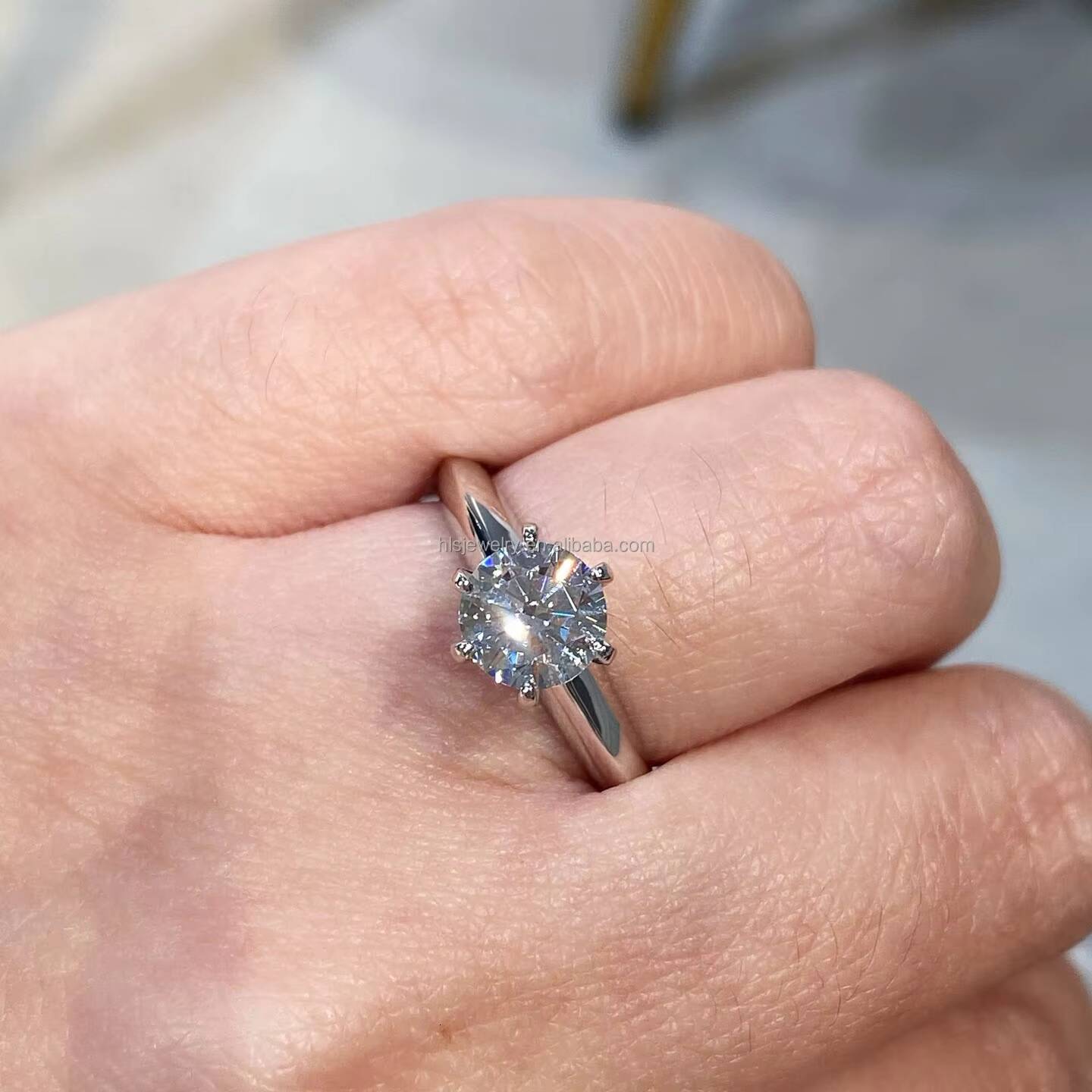 High-End S925 Pure Silver Moissanite Ring Classic Simple Six Claw Wedding Ring Not Fading Niche Fine Jewelry