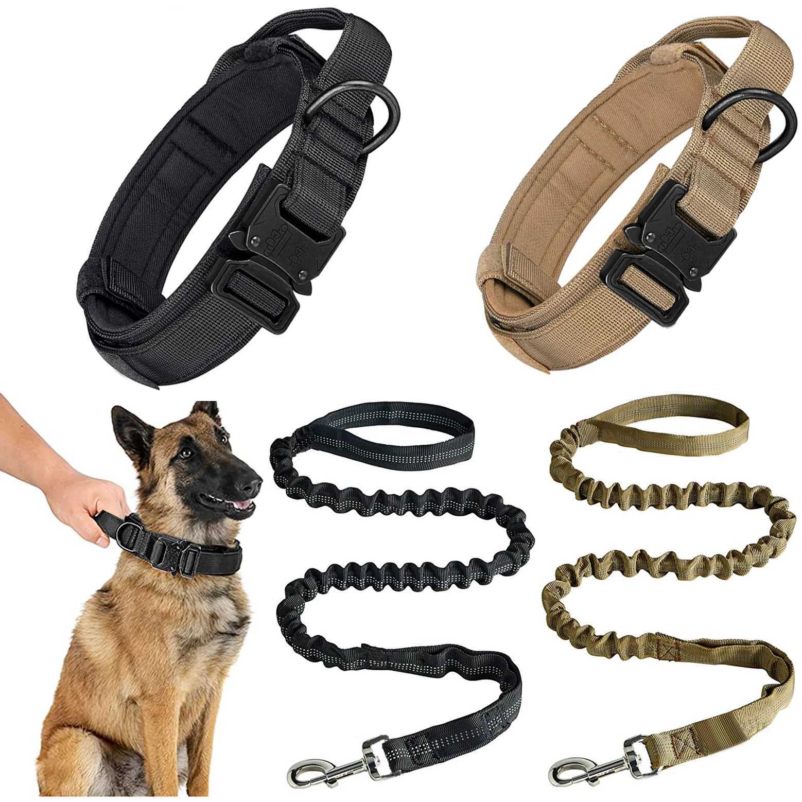 Heavy-Duty Military Tactical Dog Collar Leash Set Adjustable Durable For All sized dog J251110